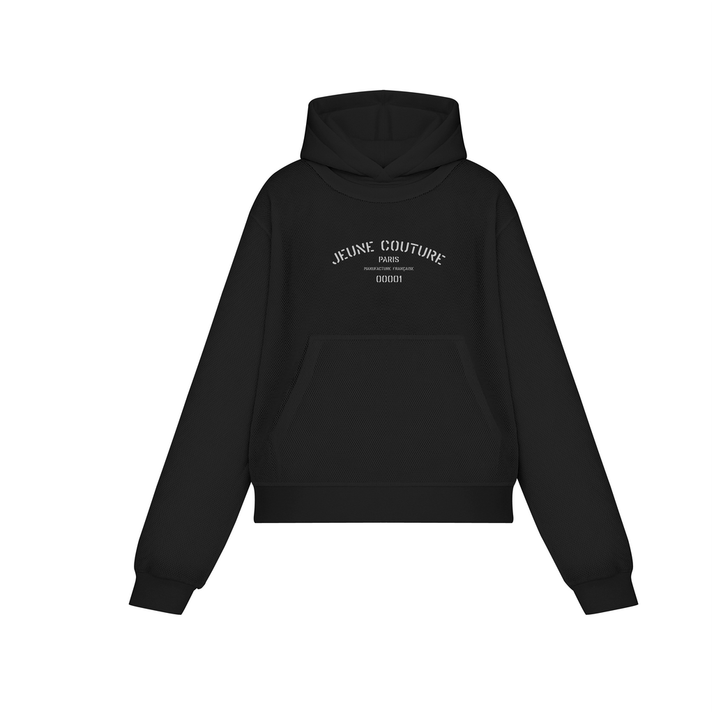 Black hoodie with couture details