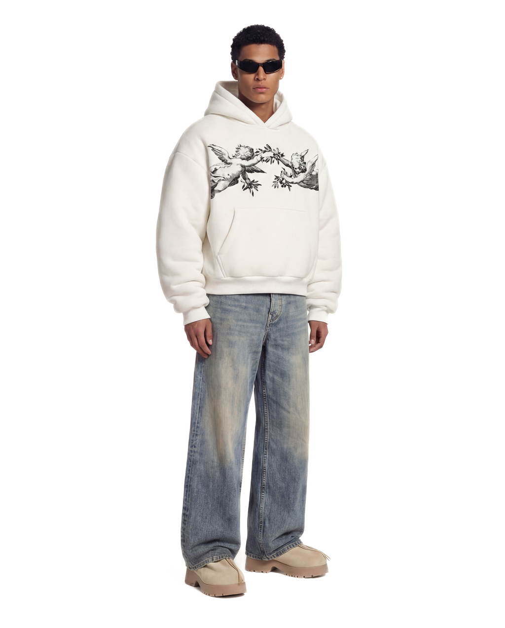 White hoodie with tattoo