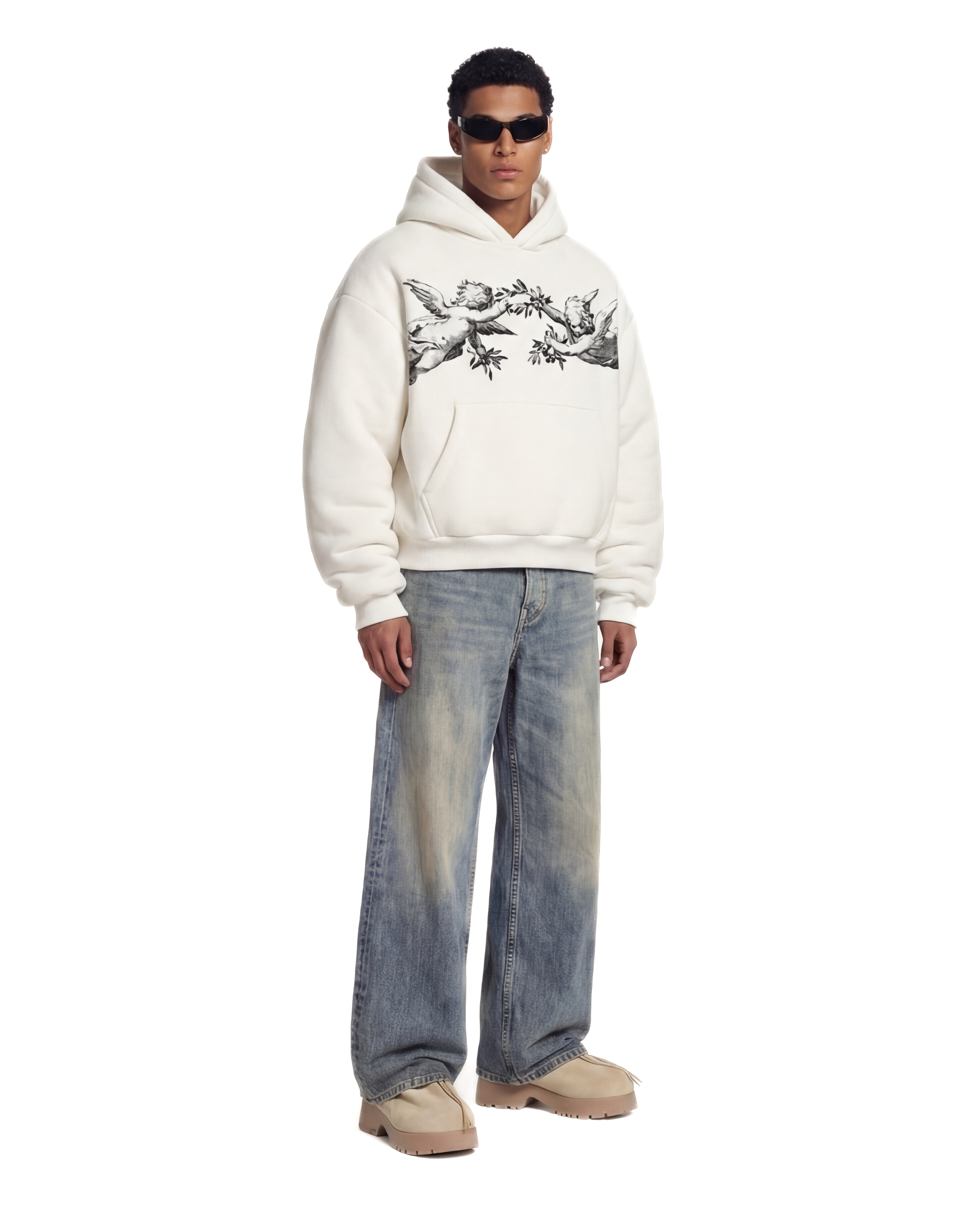 White hoodie with tattoo