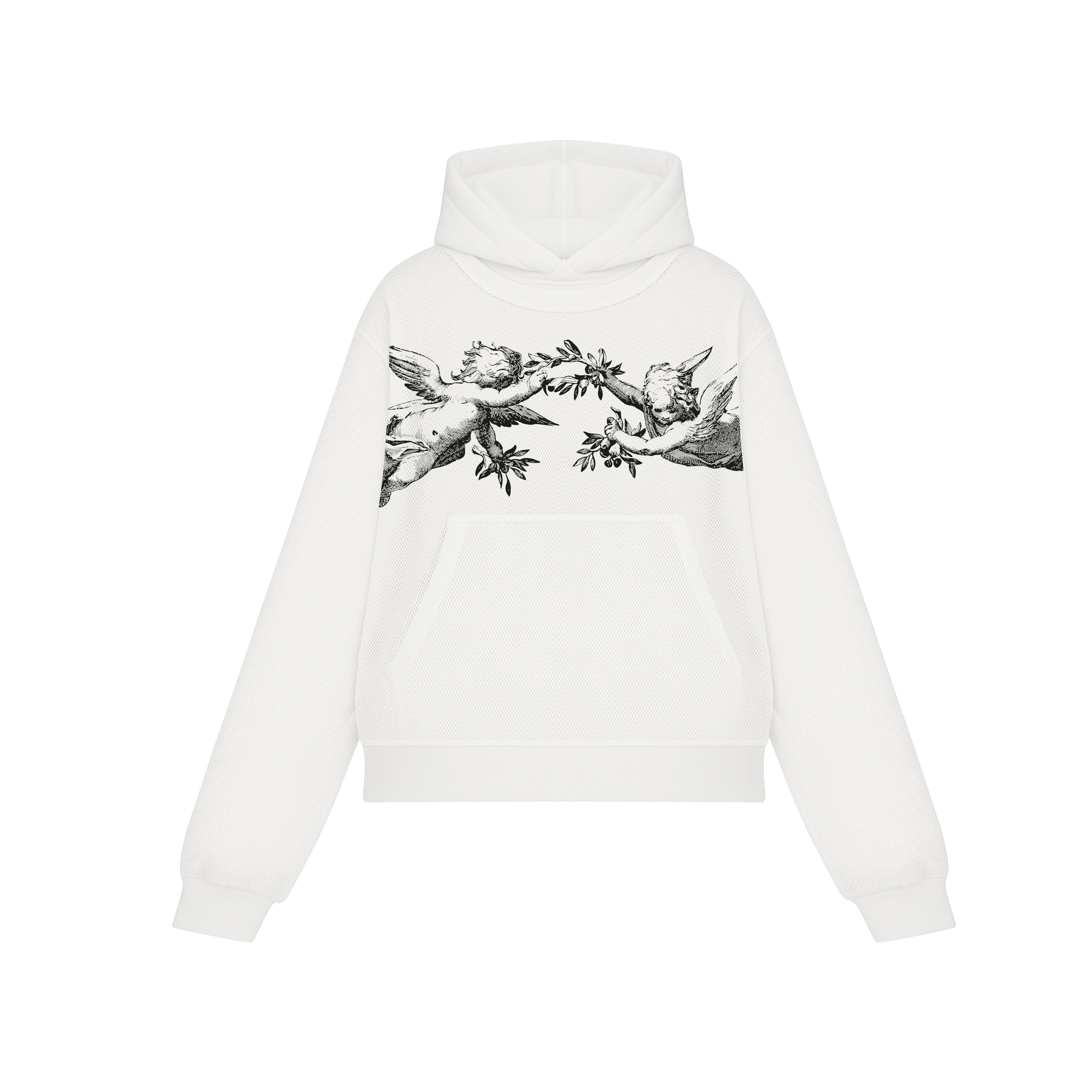 White hoodie with tattoo