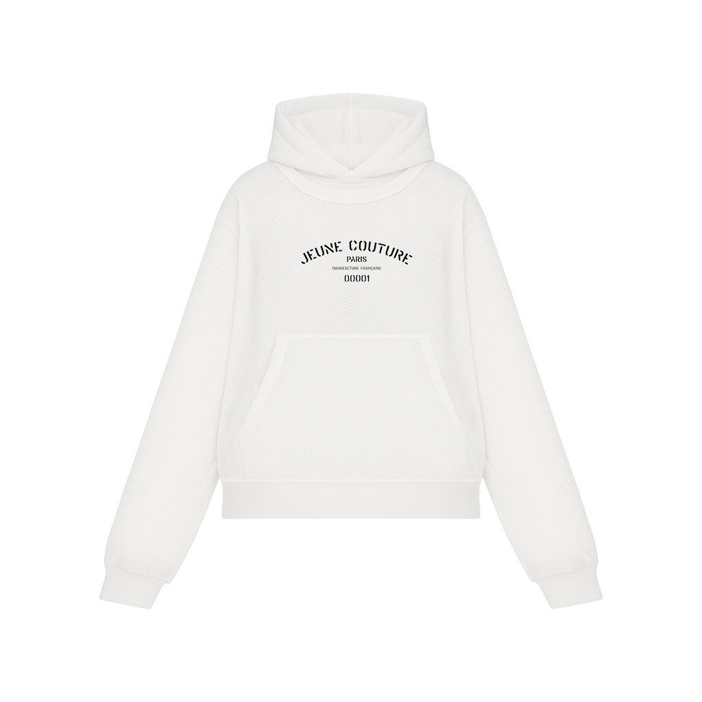White hoodie with couture details