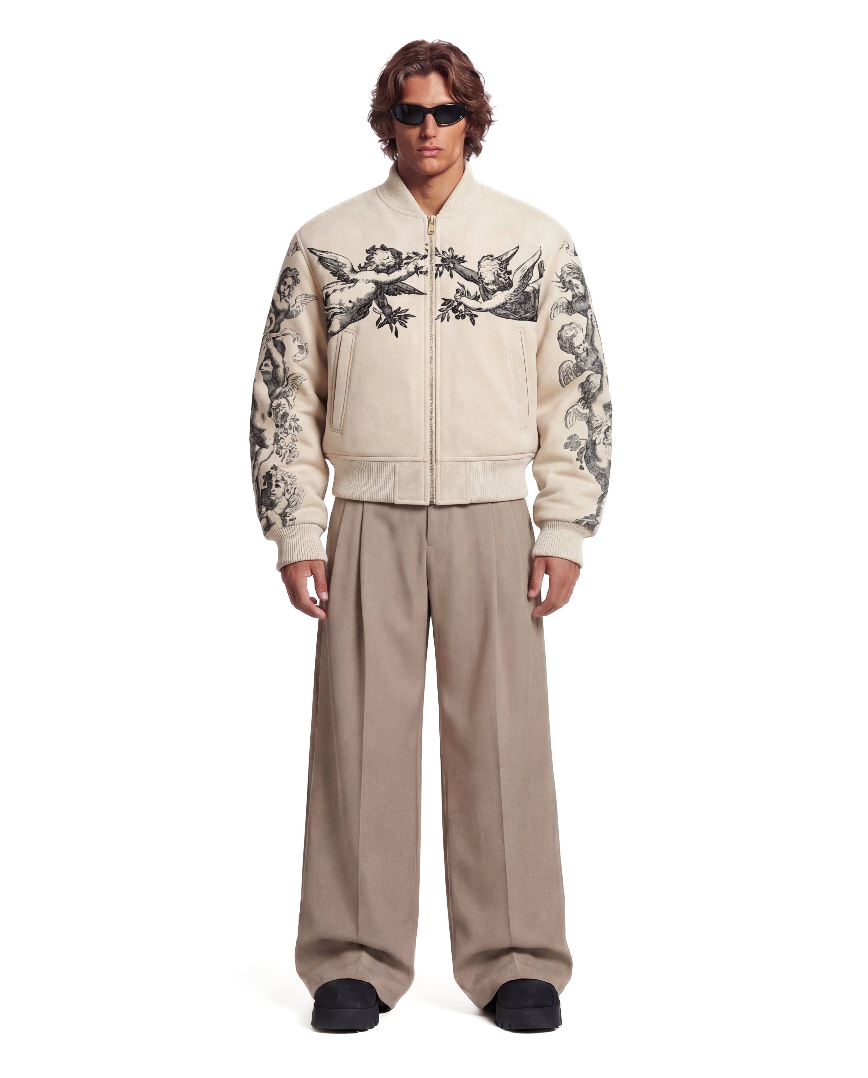 Beige Tattoo Bomber Jacket