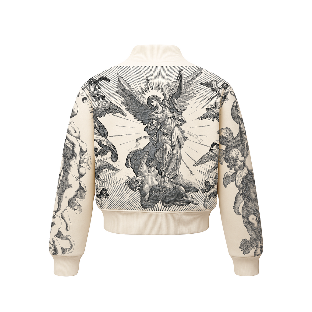 Beige Tattoo Bomber Jacket