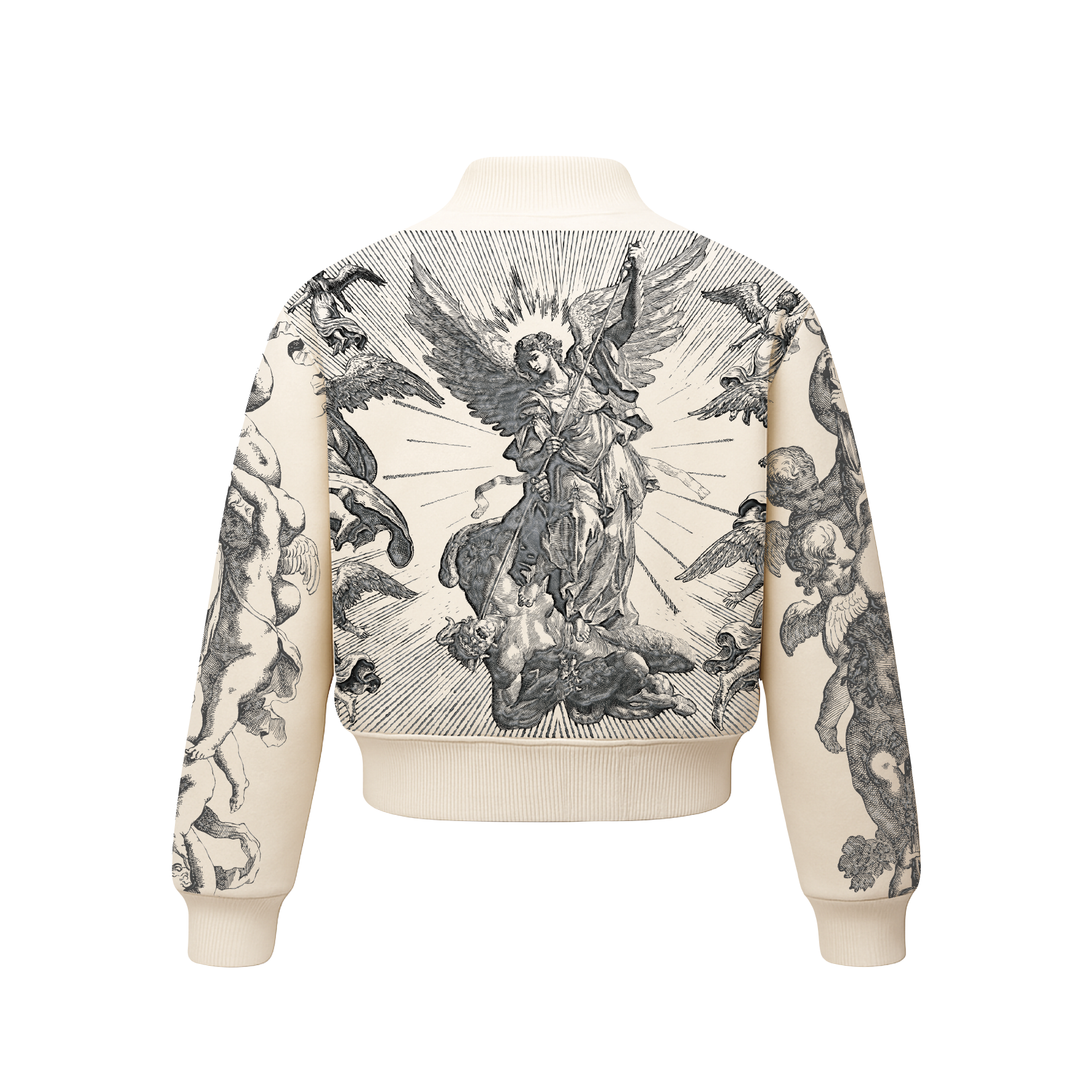 Beige Tattoo Bomber Jacket