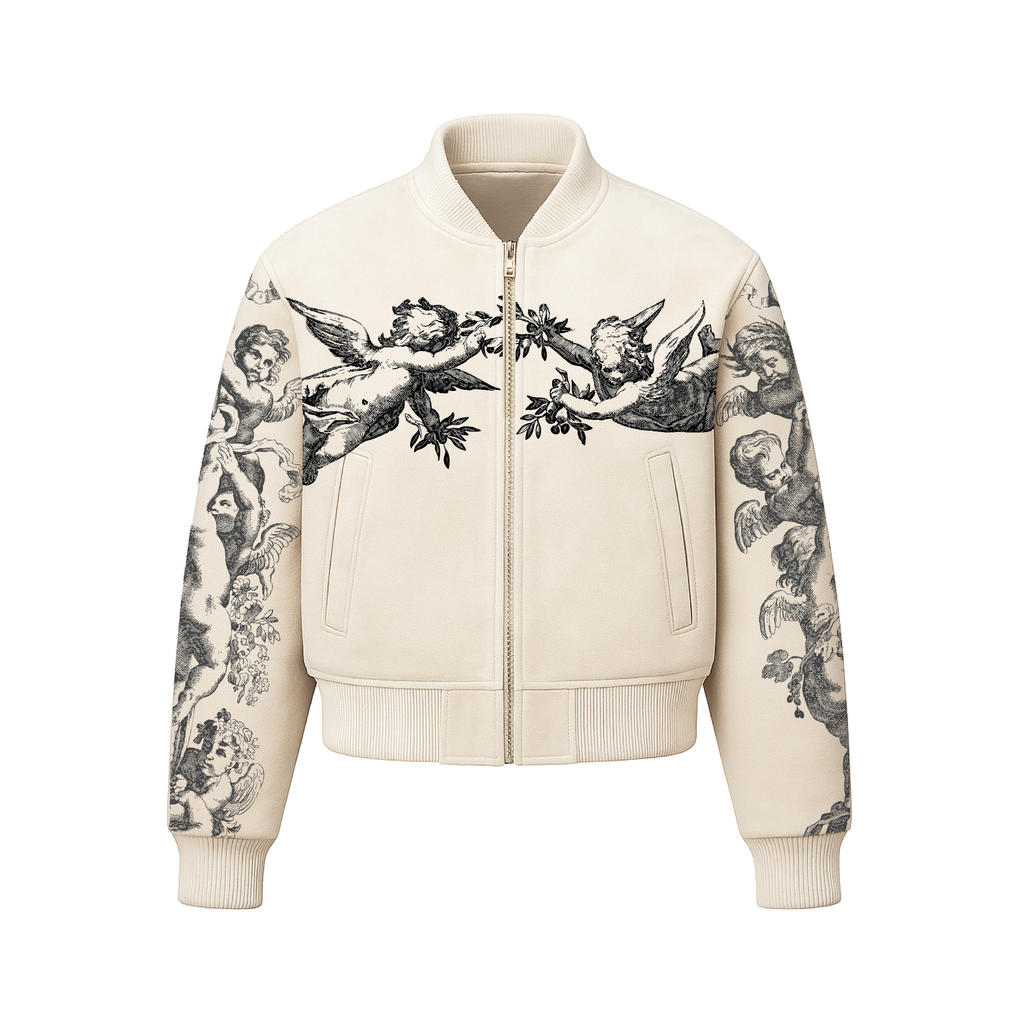 Beige Tattoo Bomber Jacket