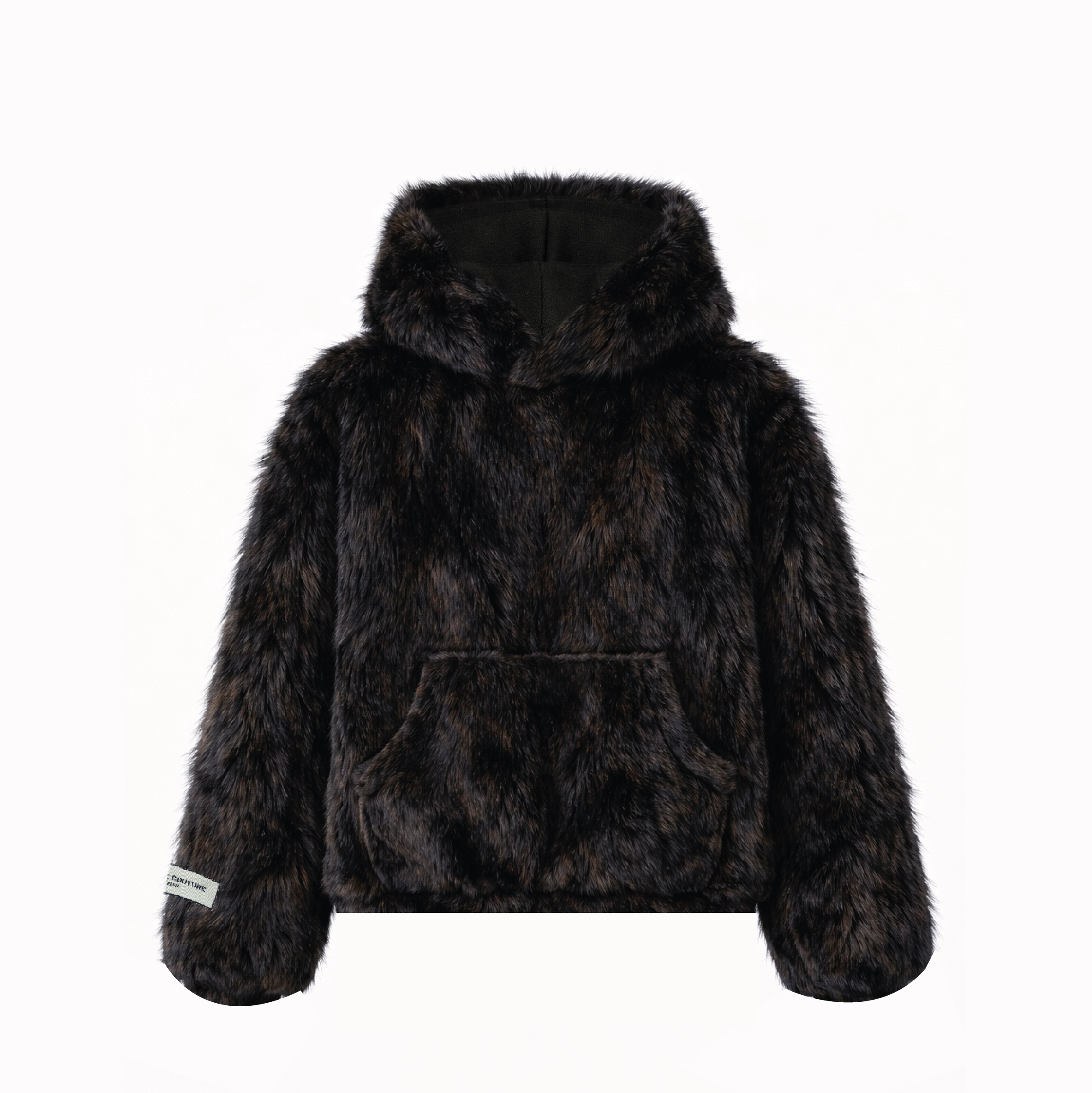 brown mink fur hoodie 