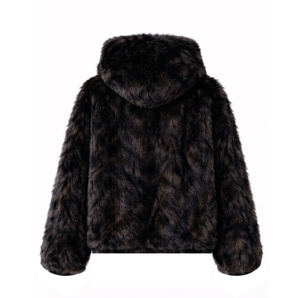 brown mink fur hoodie 