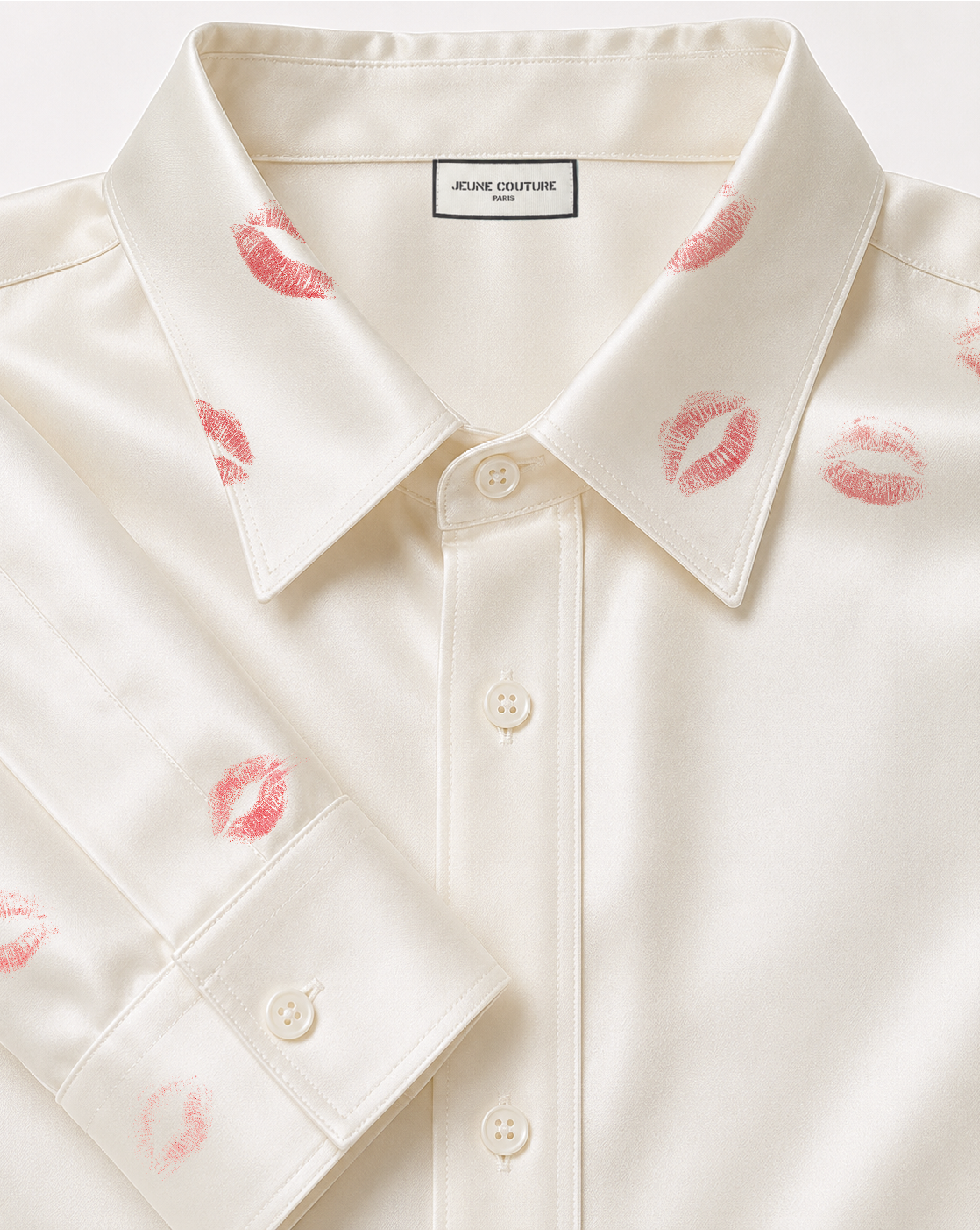 White shirt with a kiss print